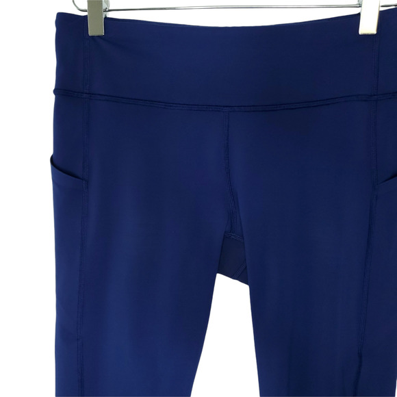 Lululemon Pace Rival Crop Leggings 8 Blue Mesh Panels Wicking Pockets - Picture 6 of 10